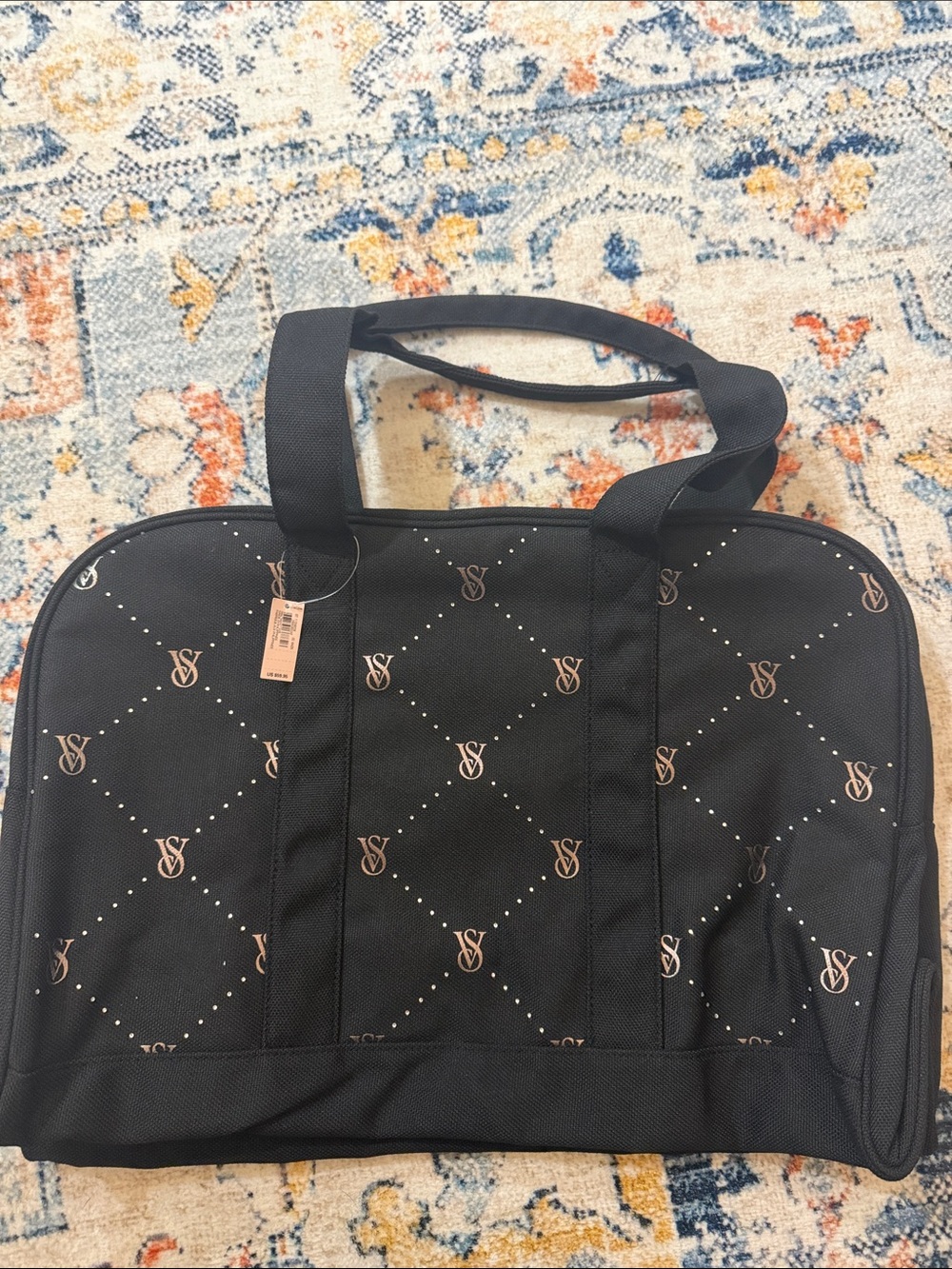 Victoria's Secret Black Tote Bag with Rhinestone Logo